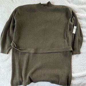 Anthropologie Olive Green Ribbed Mini Dress